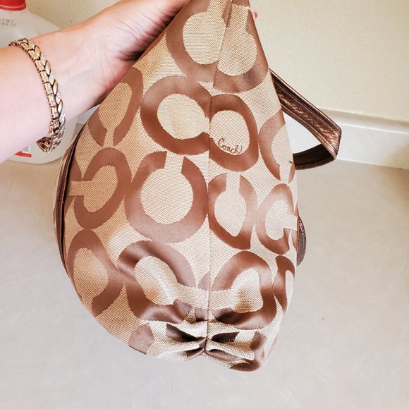 Vintage Coach Poppy Op Art Signature C's Tote Bag Purse c - Picture 4 of 14